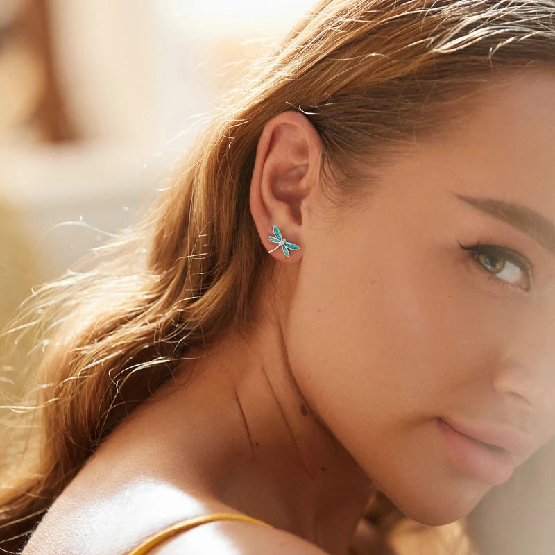 Orecchini a forma di libellula Blue Serenity in argento sterling 925