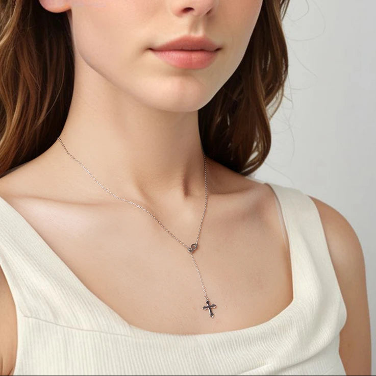 Collana Infinite Faith in argento Sterling 925 con croce e simbolo dell'infinito