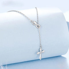 Collana Infinite Faith in argento Sterling 925 con croce e simbolo dell'infinito