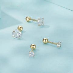 Orecchini Punto Luce in Argento Sterling 925 con Placcatura in Oro