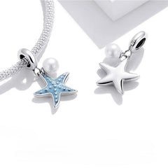 Charm My Life in 925 Silver - Starfish & Pearl Pendant