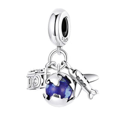 Charm My Life in 925 Silver - Travel the World Pendant