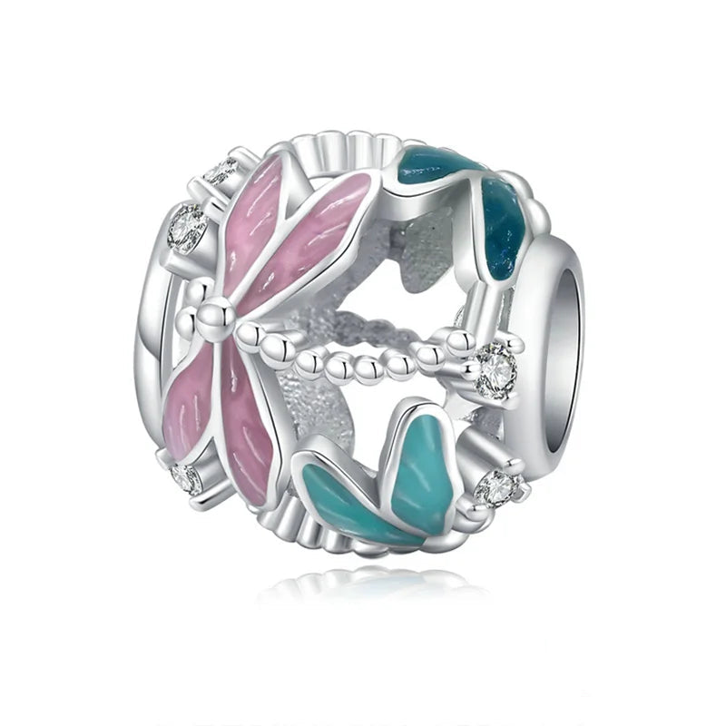 La mia vita in argento 925 - Ciondolo libellula colorata 