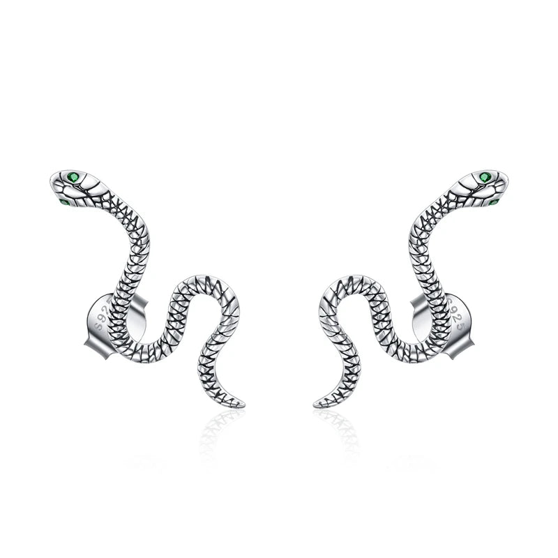 Orecchini a forma di serpente in argento sterling 925