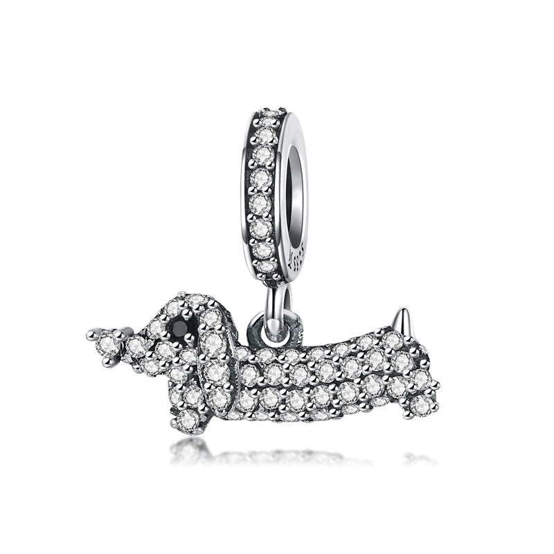 Charm My Life in 925 Silver - Sparkling Dachshund Pendant