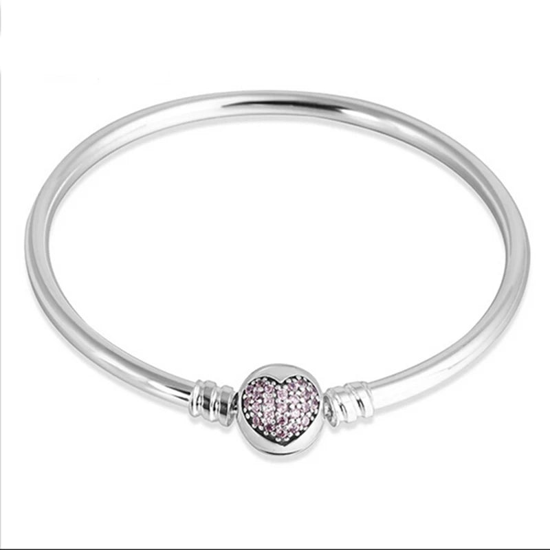 Free Rose Heart Clasp Bracelet in 925 Sterling Silver Gift