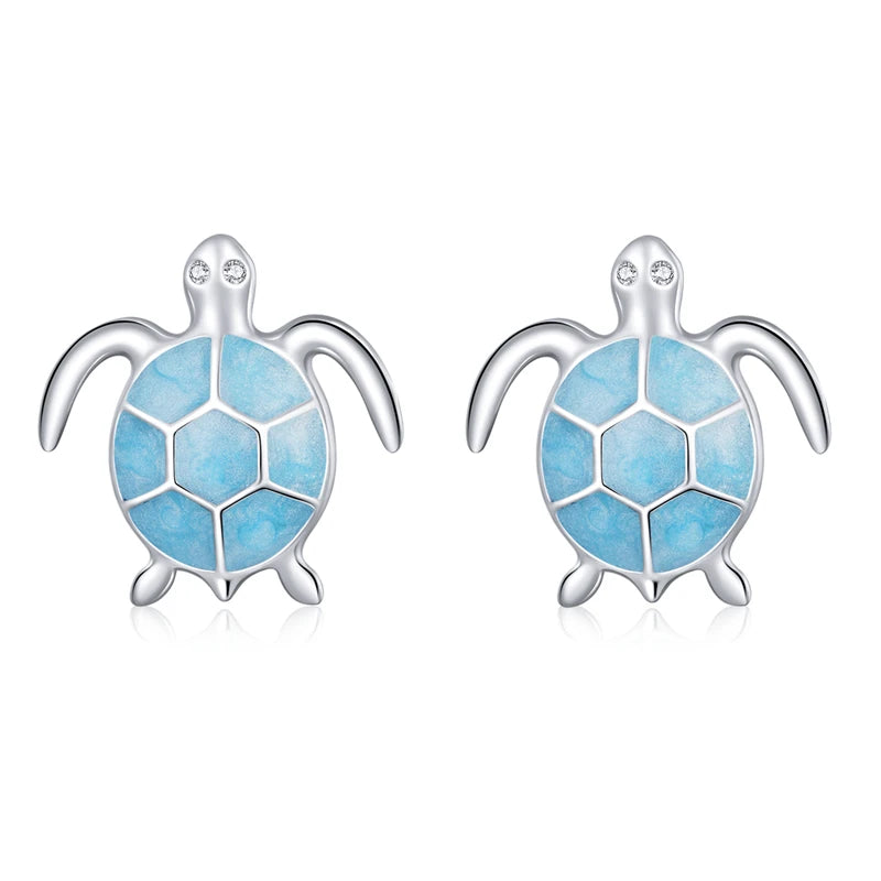 Orecchini tartaruga blu in argento sterling 925