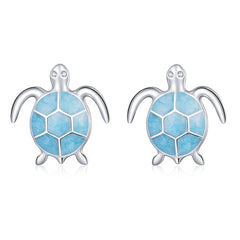 Orecchini tartaruga blu in argento sterling 925