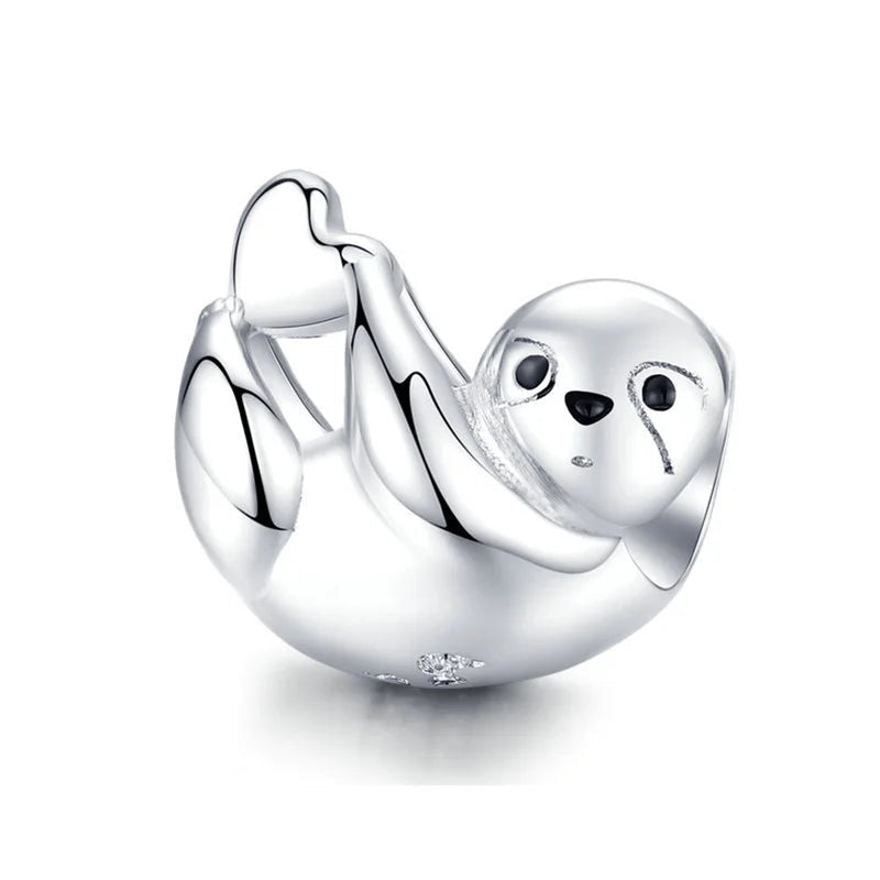 My Life in 925 Silver - Lazy Sloth with Heart Charm