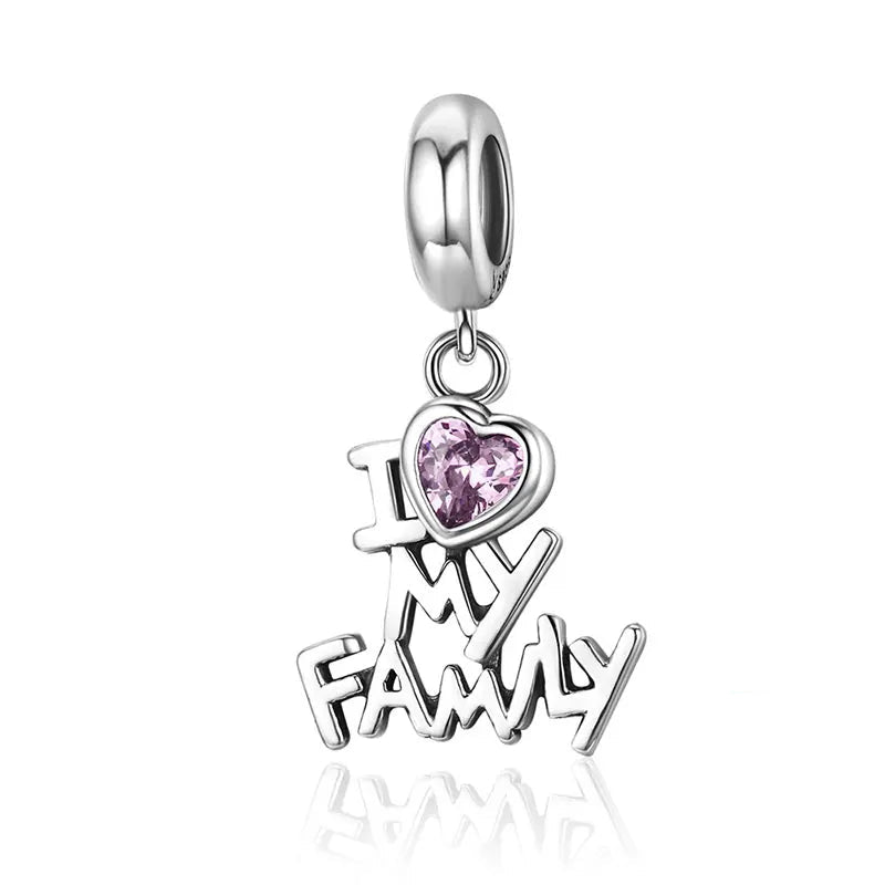 Charm My Life in 925 Silver - I Love My Family Pendant
