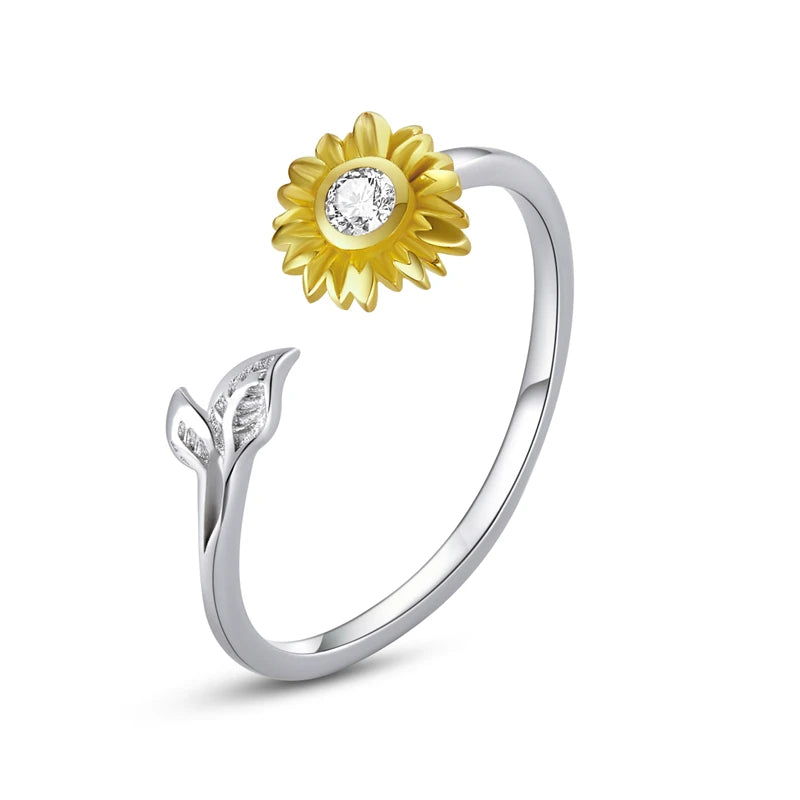 Anello Girasole della Gioia in argento Sterling 925 con dettaglio dorato