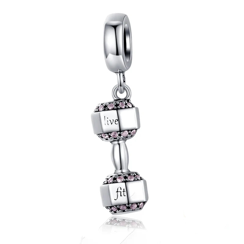 Charm My Life in 925 Silver - Live Fit Dumbbell Pendant