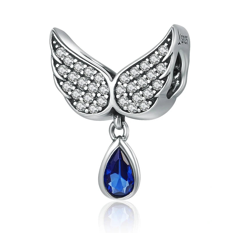 Charm My Life in 925 Silver - Heavenly Wings with Sapphire Drop