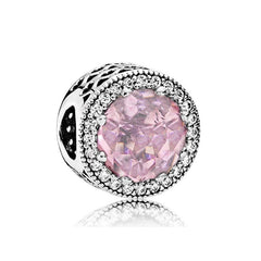 Ciondolo My Life in argento Sterling 925 - Halo di cristallo rosa 