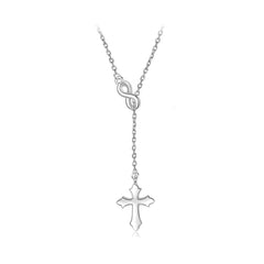Collana Infinite Faith in argento Sterling 925 con croce e simbolo dell'infinito