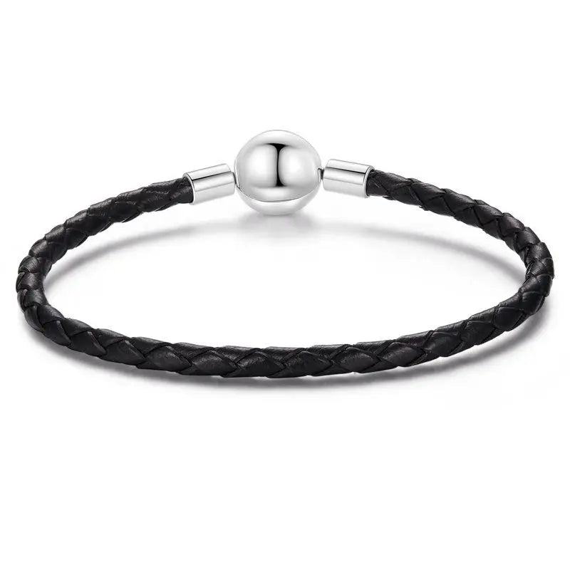 Klassisches schwarzes Lederarmband