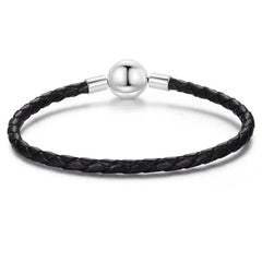 Klassisches schwarzes Lederarmband