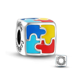 Ciondolo My Life in argento Sterling 925 - Puzzle di sensibilizzazione sull'autismo 