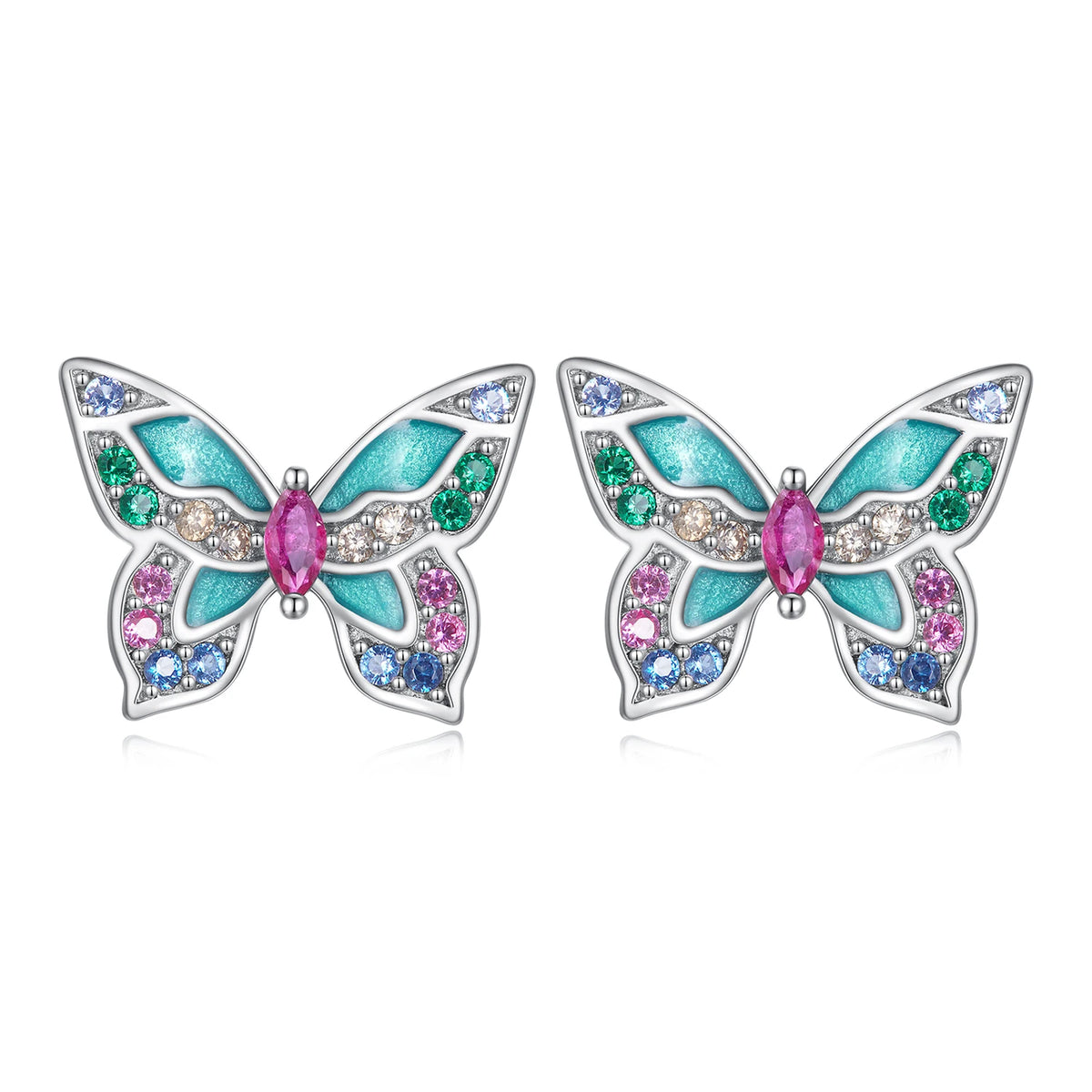 Orecchini Butterfly Dream in argento sterling 925 con pietre multicolor