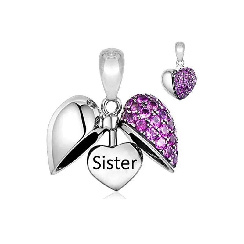 Ciondolo My Life in argento sterling 925 - Ciondolo a forma di cuore "Sorella" 