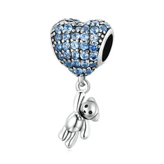 Charm My Life in 925 Silver - Teddy Balloon Heart