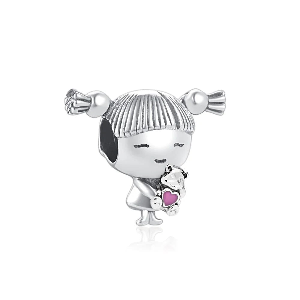 Ciondolo My Life in argento Sterling 925 - Bambina con orsacchiotto 