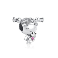 Ciondolo My Life in argento Sterling 925 - Bambina con orsacchiotto 