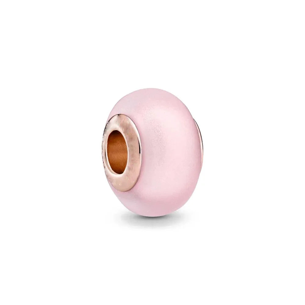 Frosted Pink Murano - Mein Leben Charm in 925 Sterling Silber 