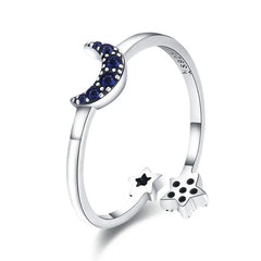 Anello Notte Stellata in argento Sterling 925 con zirconi cubici blu