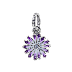 Ciondolo My Life in argento sterling 925 - Ciondolo a forma di margherita viola 