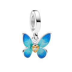 Blue Heart Butterfly Pendant - My Life Charm in 925 Sterling Silver