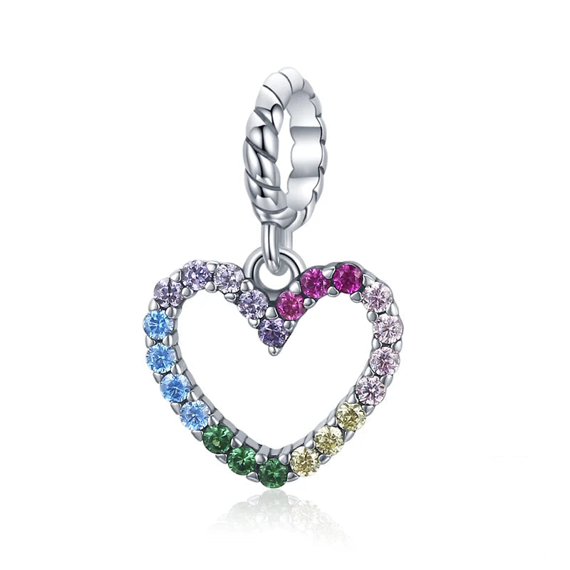 Charm My Life in 925 Silver - Rainbow Love Heart Pendant