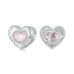 Charm My Life in 925 Silver - Heart & Swan Dual-Side