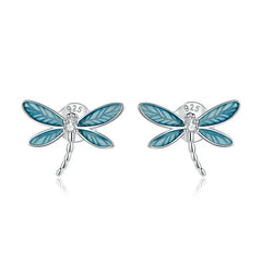 Orecchini a forma di libellula Blue Serenity in argento sterling 925