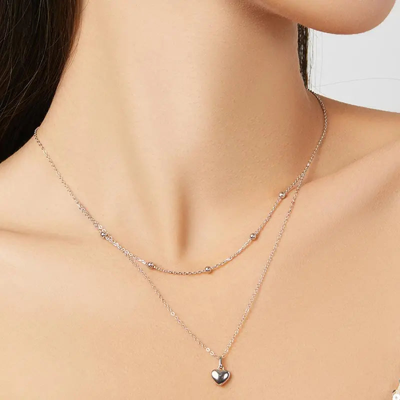 Collana doppia Subtle Love – Cuore in argento Sterling 925