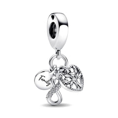 Family Tree Infinity Pendant - My Life Charm in 925 Sterling Silver