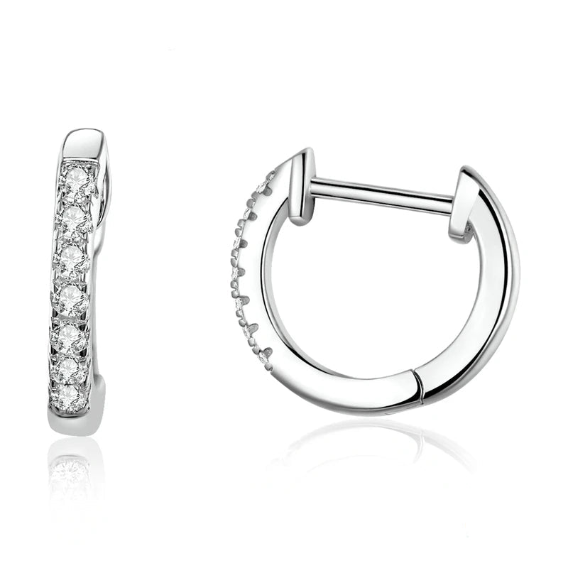 Mini orecchini a cerchio Huggie con zirconi in argento sterling 925