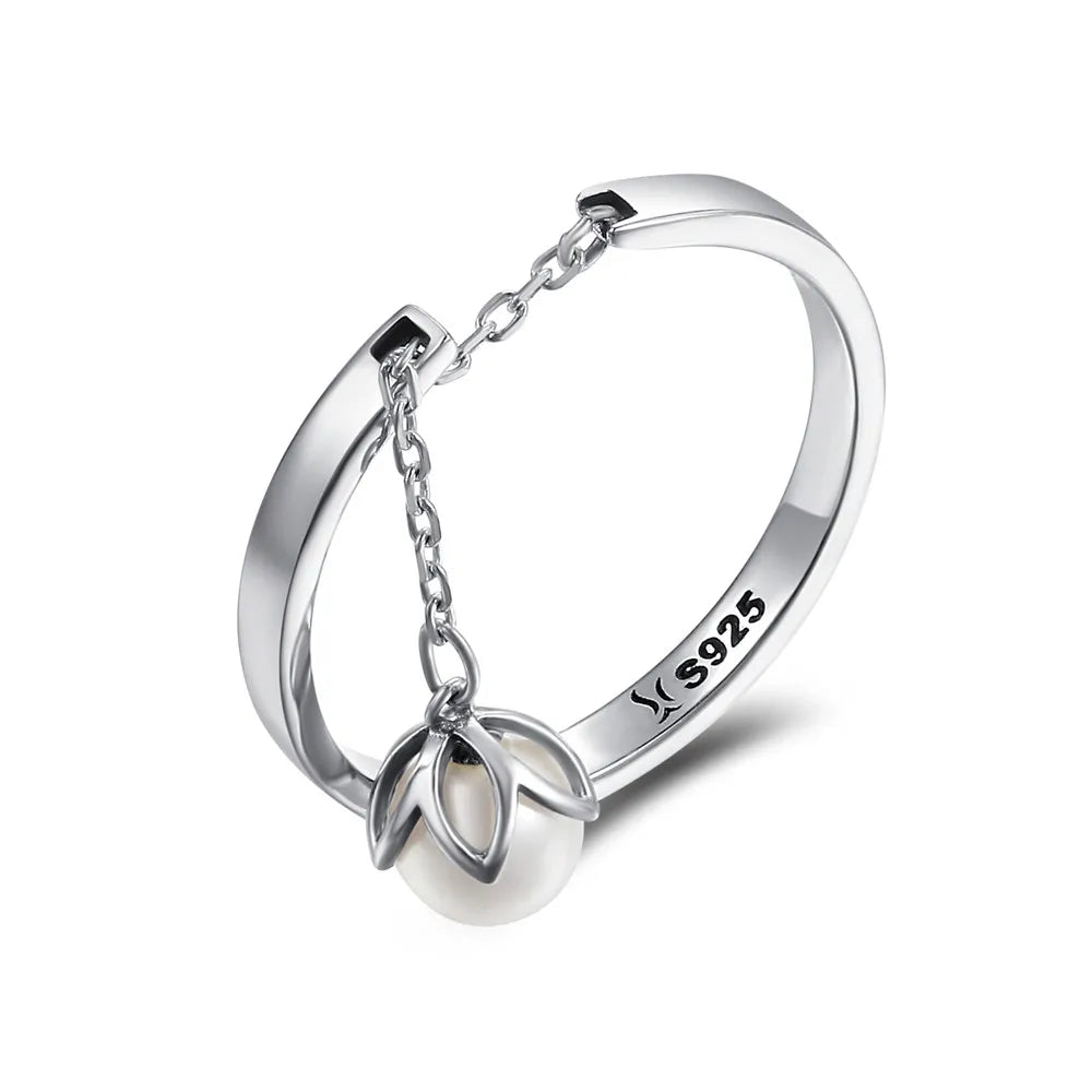 Anello con fiore di perla in argento sterling 925