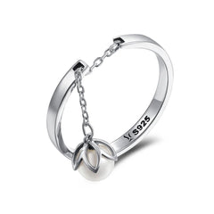 Anello con fiore di perla in argento sterling 925