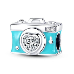 Ciondolo My Life in argento Sterling 925 - Fotocamera con obiettivo a forma di cuore 