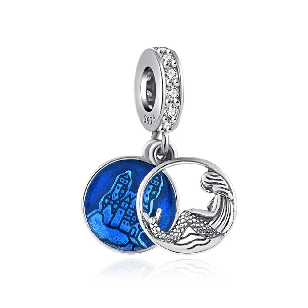 Mermaid & Underwater Castle Pendant - My Life Charm in 925 Sterling Silver