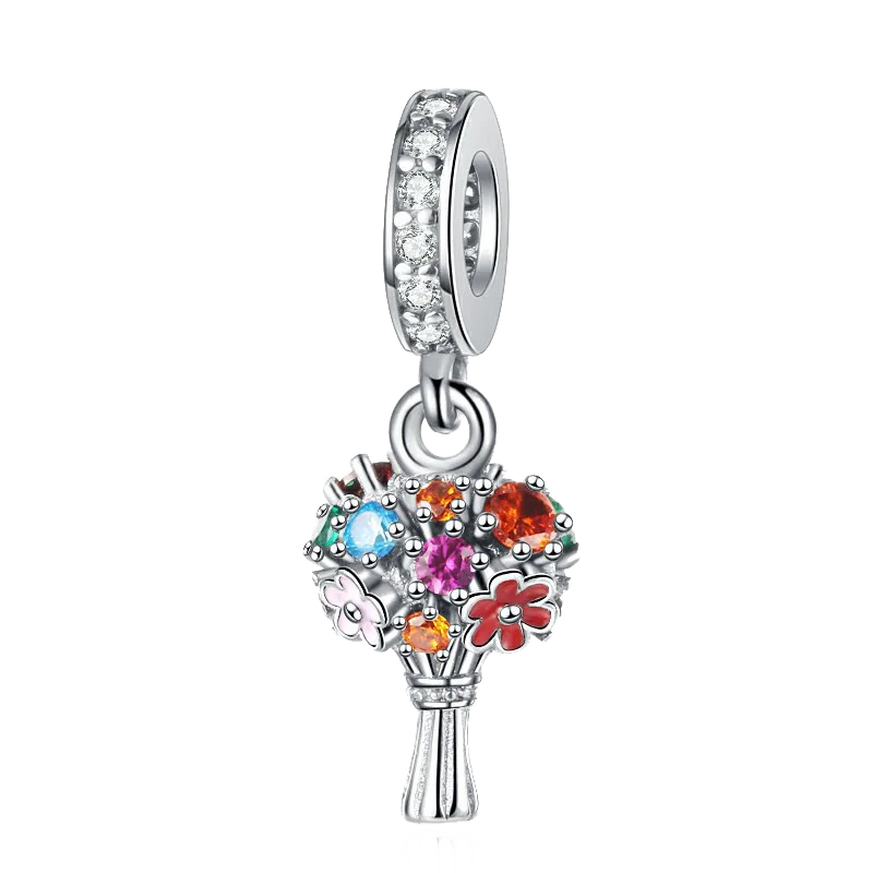 Ciondolo My Life in argento sterling 925 - Ciondolo Bouquet fiorito 