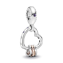 Ciondolo My Life in argento Sterling 925 - Cuore aperto e anelli 