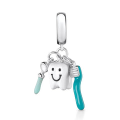 Happy Tooth Dentist Pendant - My Life Charm in 925 Sterling Silver