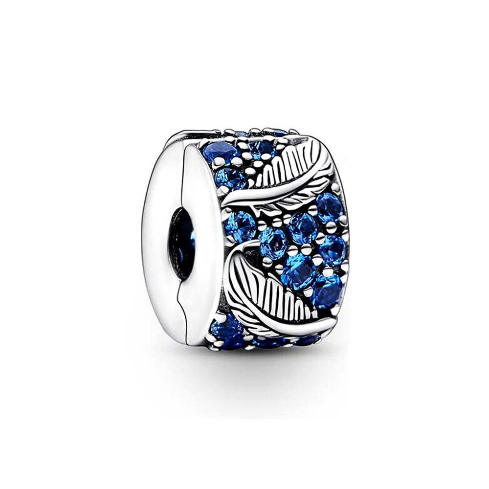 Ciondolo My Life in argento Sterling 925 - Clip con foglie blu 