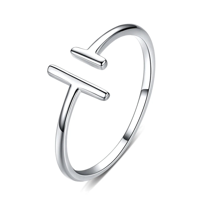Anello minimalista a doppia T in argento sterling 925