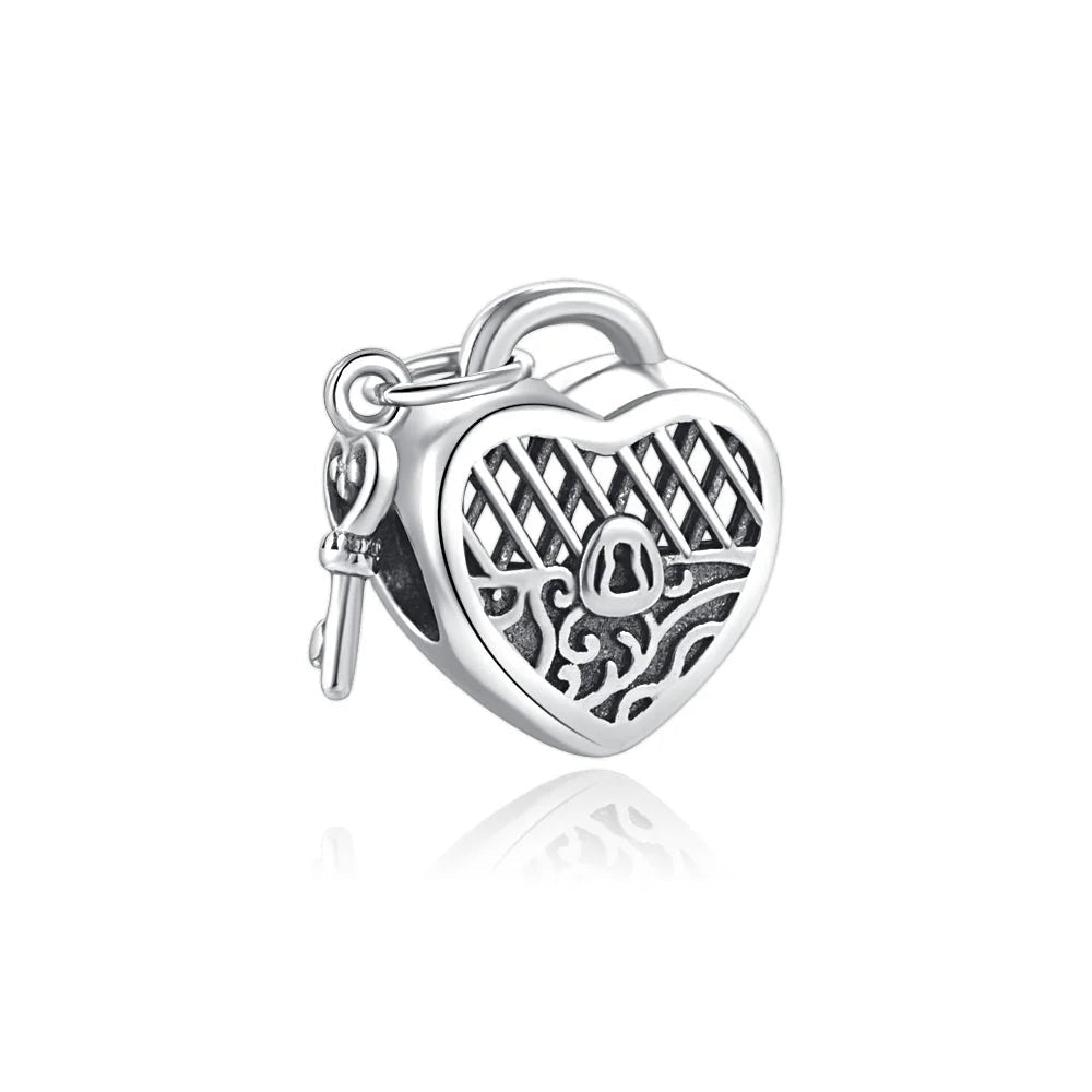 Ciondolo My Life in argento Sterling 925 - Lucchetto a forma di cuore e chiave 