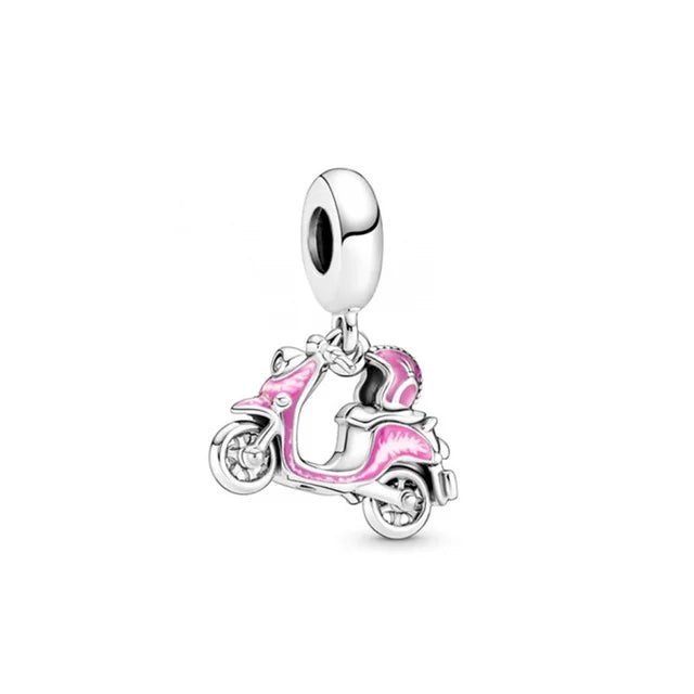 Ciondolo My Life in argento sterling 925 - Ciondolo scooter rosa 