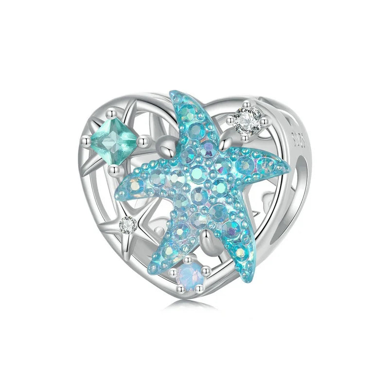 Charm My Life in 925 Silver - Ocean Heart Starfish