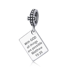 Charm My Life in 925 Silver - Faith in God – Matthew 19:26 Pendant
